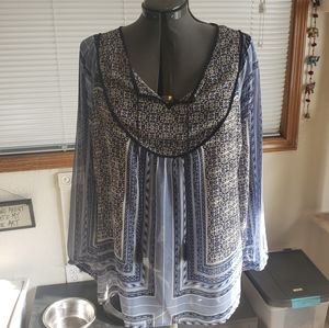 Sheer blue printed blouse